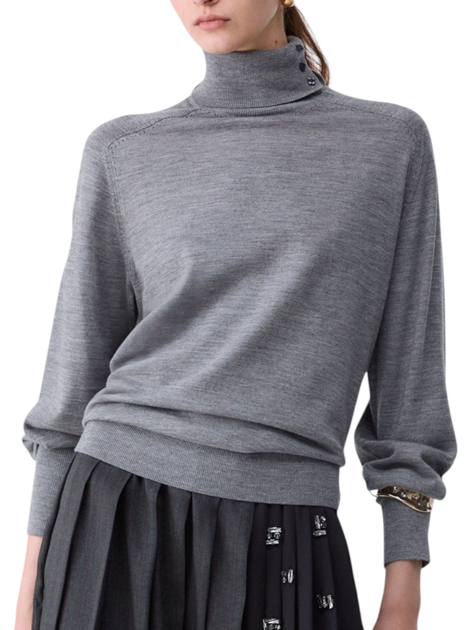 LIU JO - MAGLIA GRIGIA COLLO ALTO BRACCIALE
