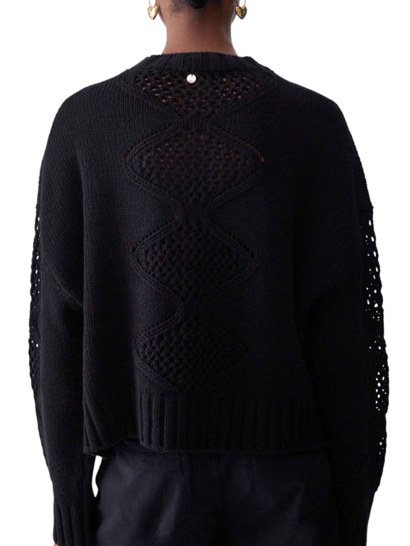 LIU JO - MAGLIA NERA CORTA CON PIETRINE - immagine 2