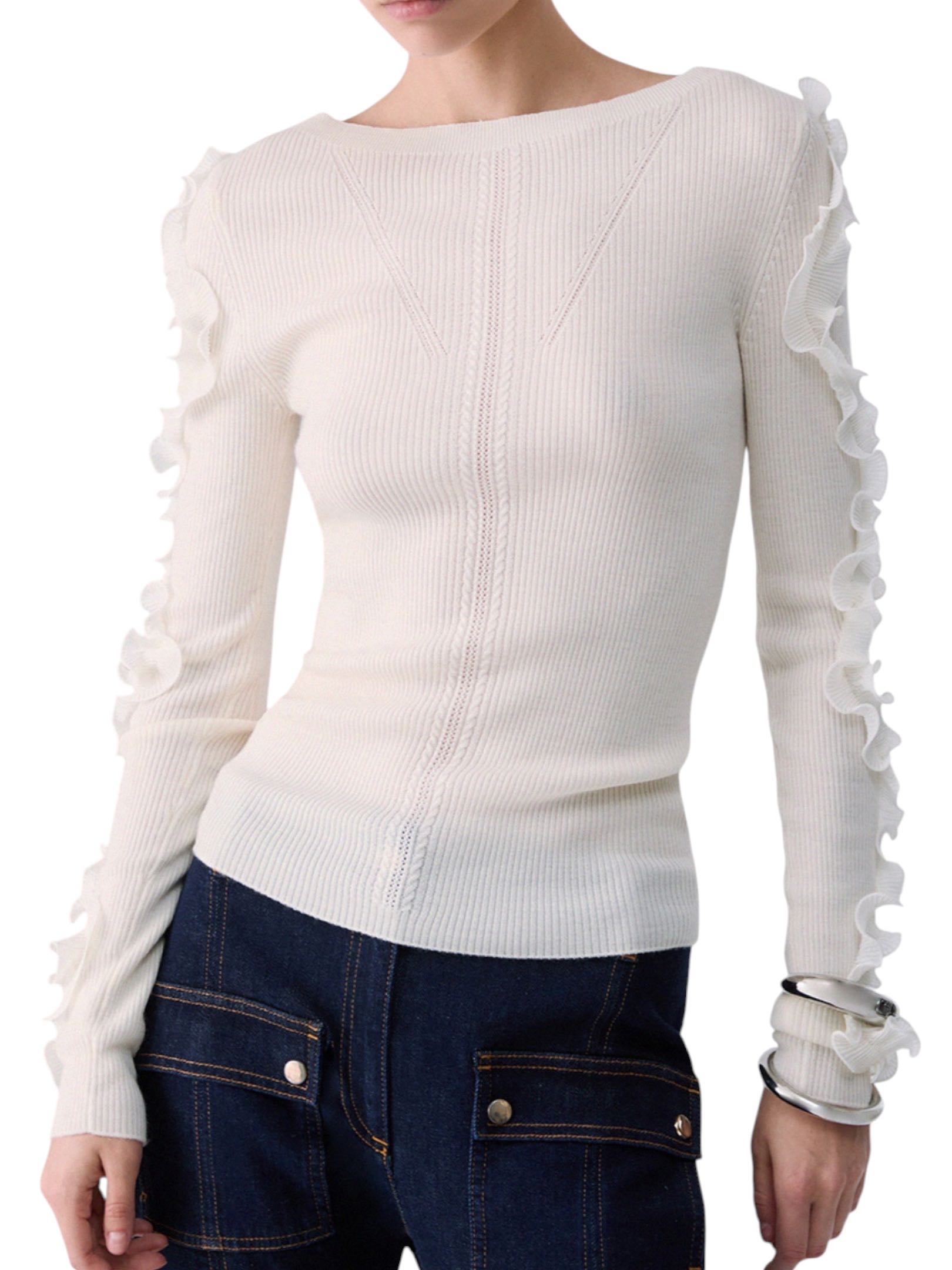 LIU JO - MAGLIA PANNA ROUCHES SPALLA