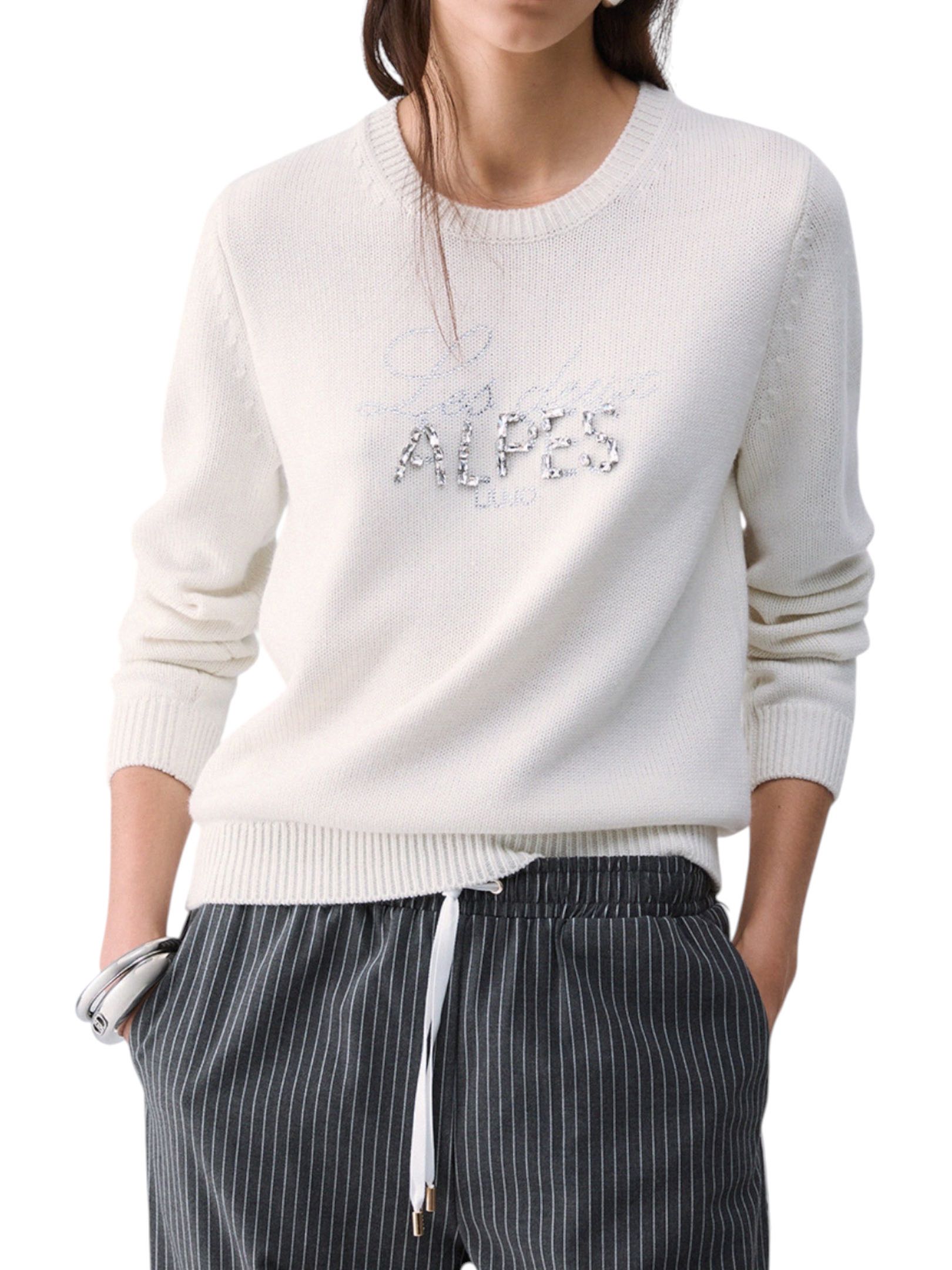 LIU JO - MAGLIONE BIANCO STRASS ALPES