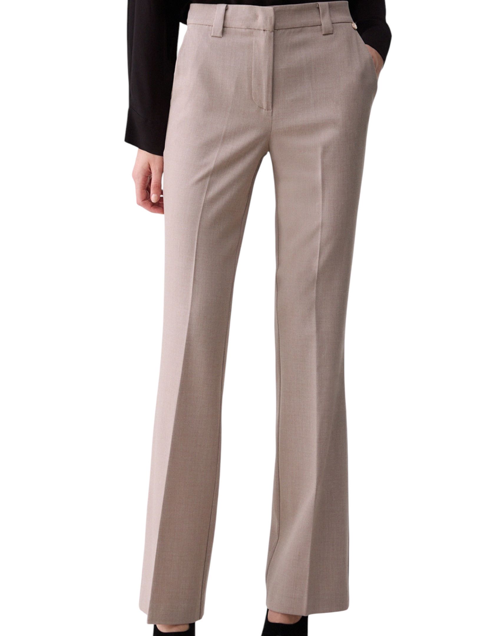 LIU JO - PANTALONE IN LANA FLAIRE BEIGE