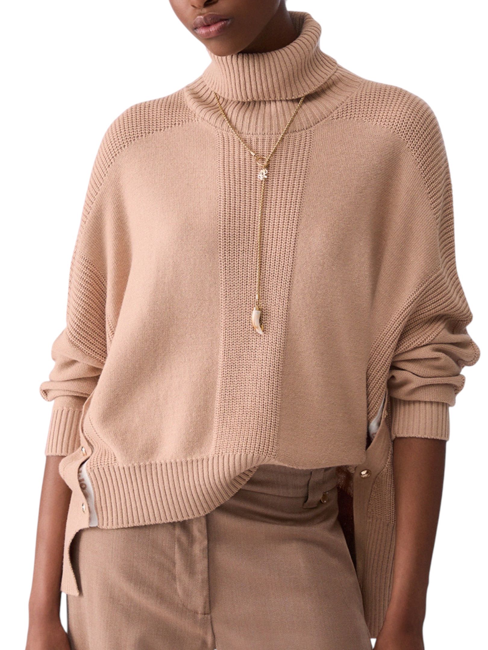 LIU JO - MAGLIONE BEIGE COLLO ALTO