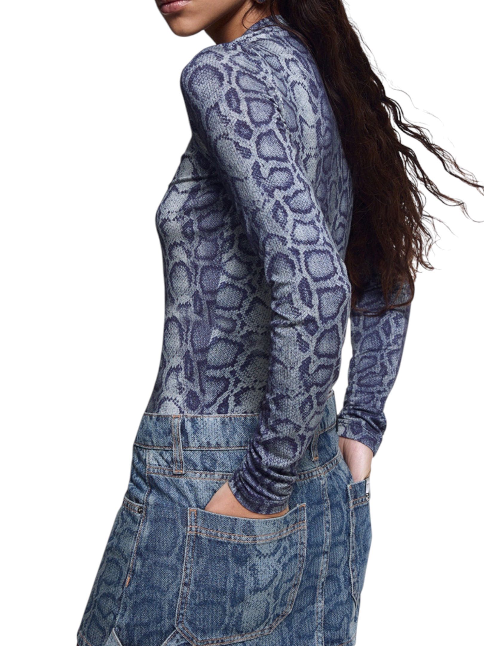 LIU JO - T-SHIRT STAMPA PITONATA BLU/GRIGIO - immagine 2