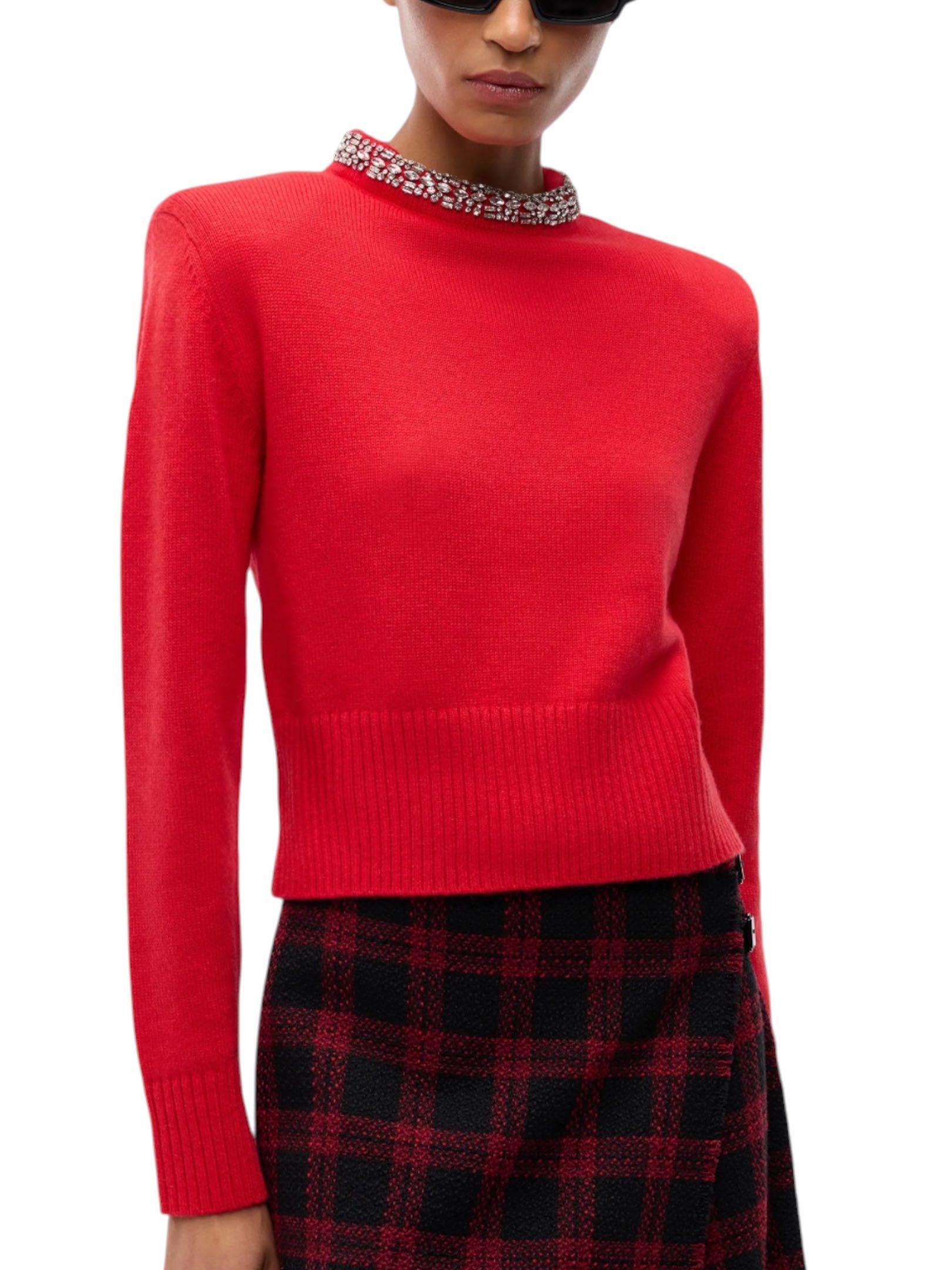 PINKO - MAGLIONE ROSSO STRASS