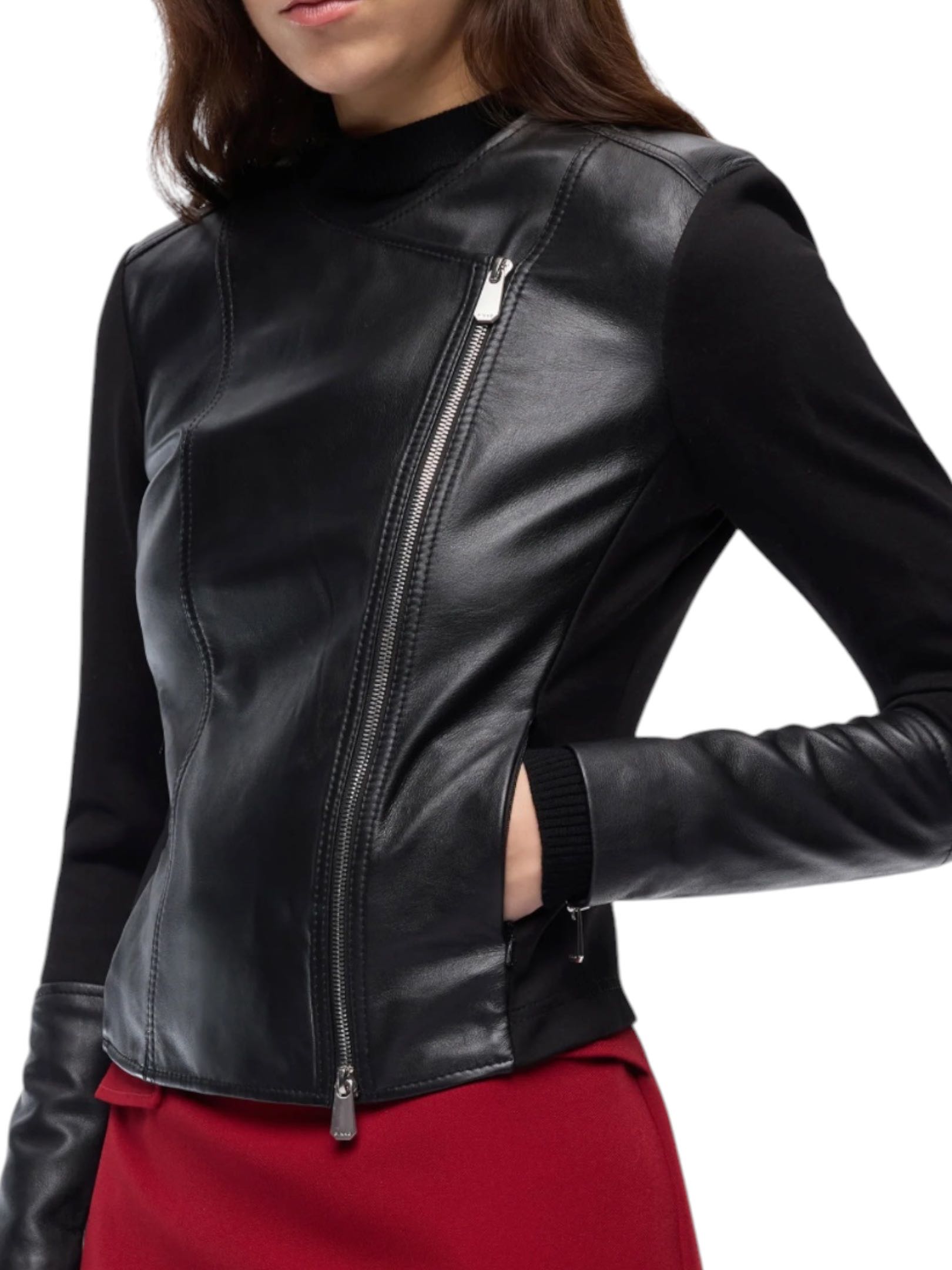 PINKO - GIUBBINO NERO PELLE