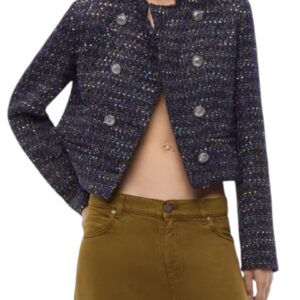 PINKO - GIACCA BLU/VIOLA TWEED BOUCLE