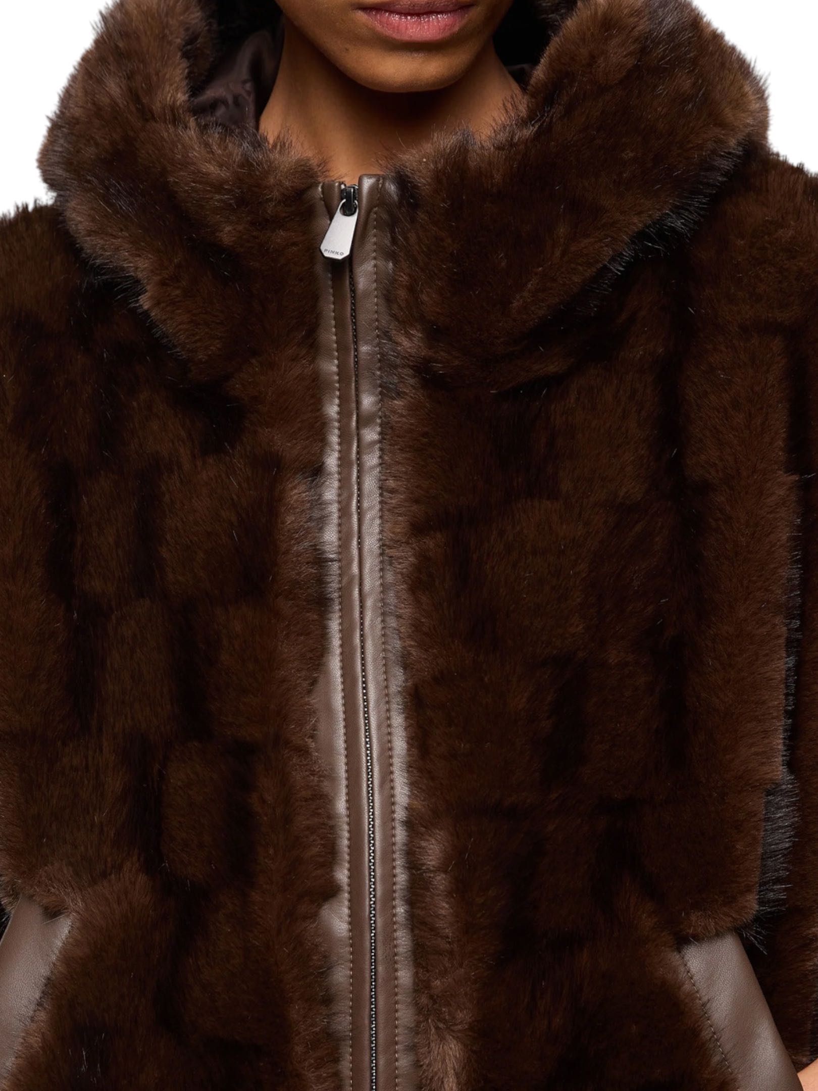 PINKO - CAPPA MARRONE PELLICCIA - immagine 3