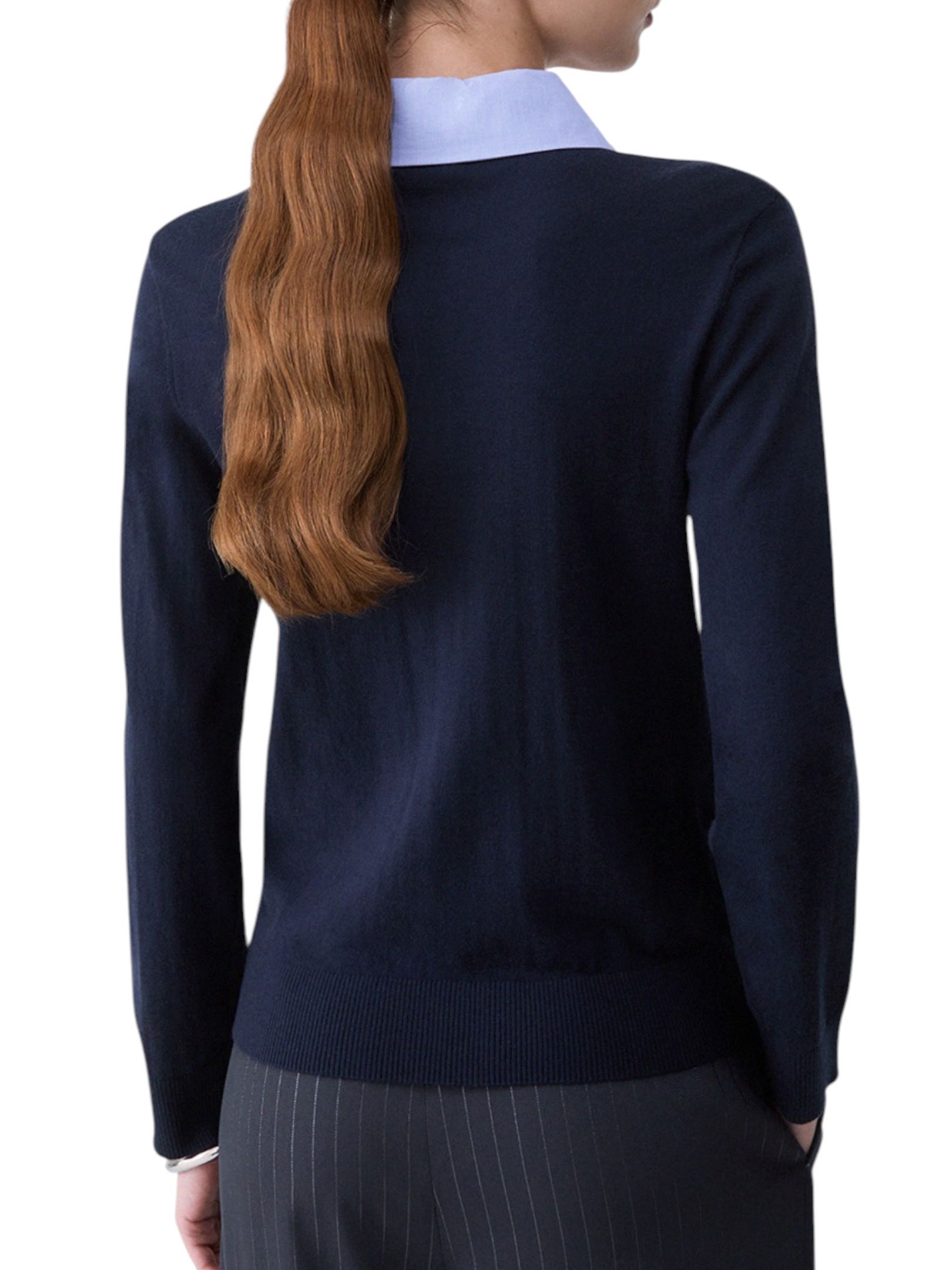 LIU JO - MAGLIA BLU COLLETTO POPELIN - immagine 2