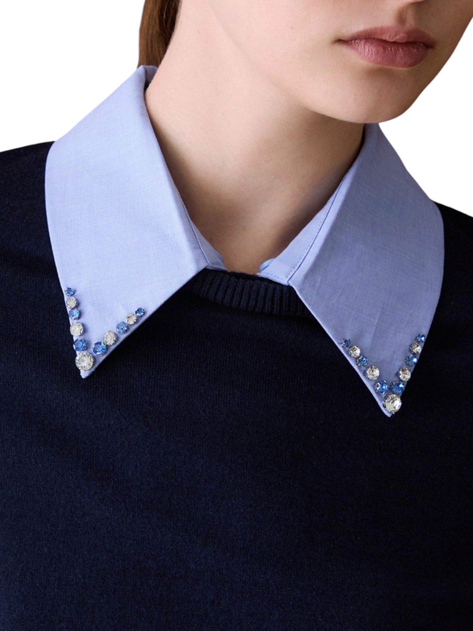 LIU JO - MAGLIA BLU COLLETTO POPELIN - immagine 3